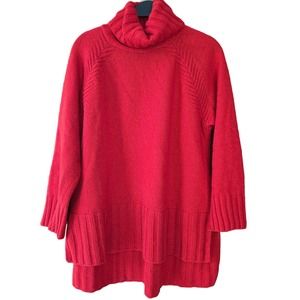 Barbour Womens Cotton Wool Blend Turtleneck Chunky Sweater M Red Preppy Cozy